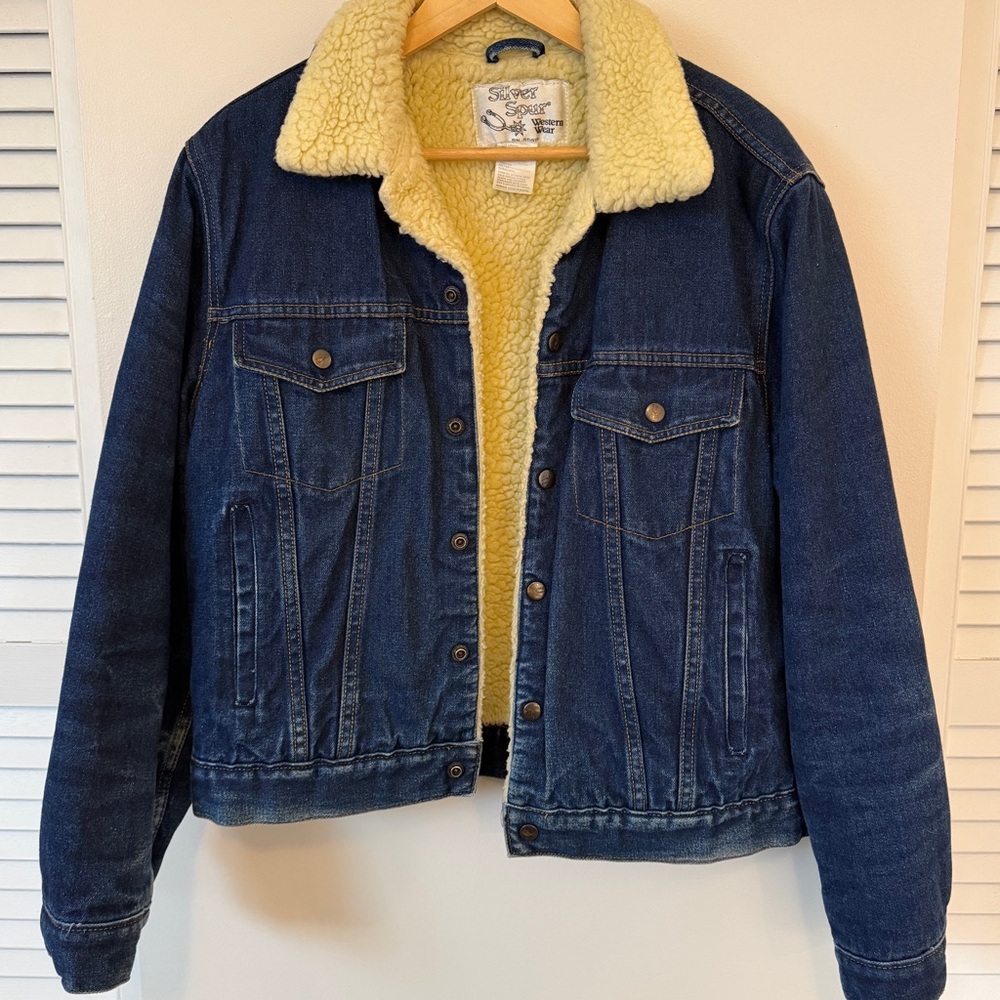 Vintage Denim Jacket with Sherpa Lining